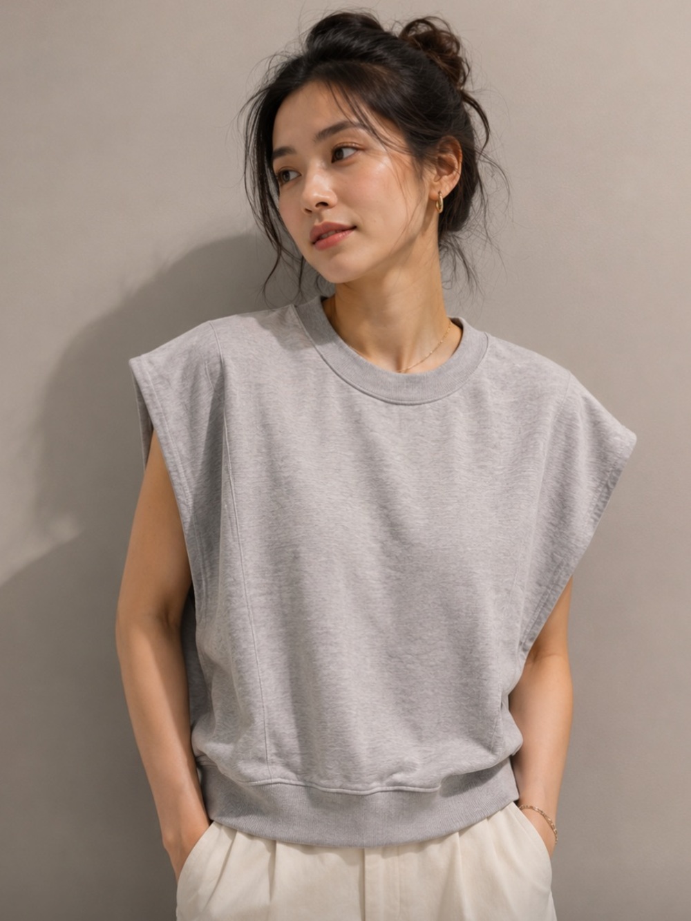 Frankie Shop Cap Sleeve Sweatshirt in Light Blue, Size S